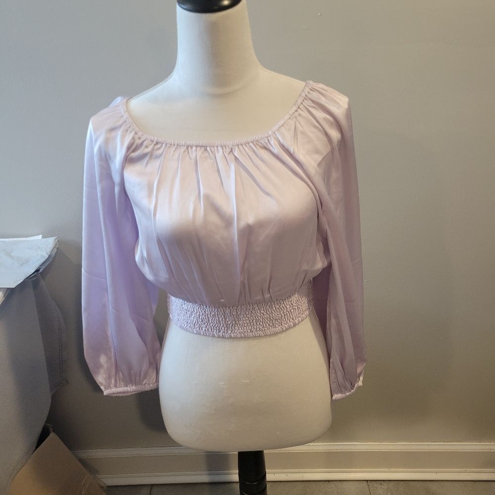 American Eagle Cropped Lilac Blouse Size Small